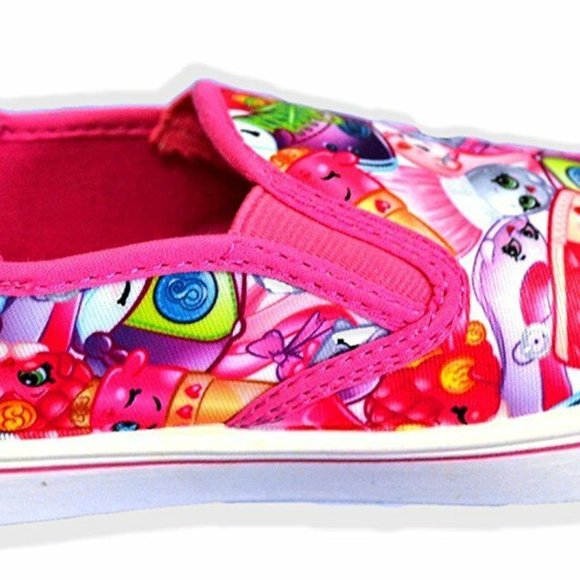 Girl's Pink Canvas, Slip On Shopkins Shoes, Size 1 - Picture 1 of 4